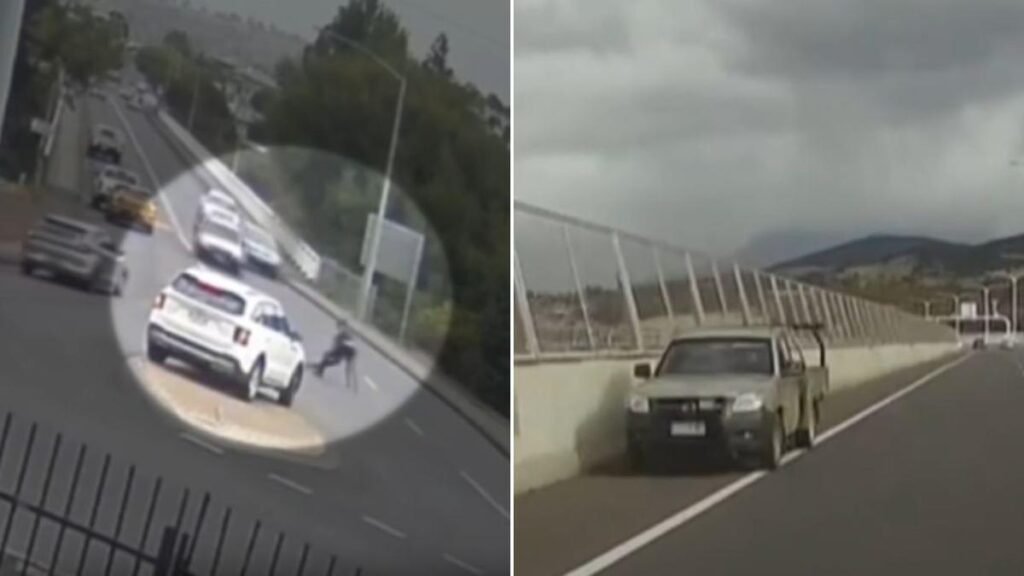 CCTV muestra a un oficial de policía de Tasmania lanzándose
