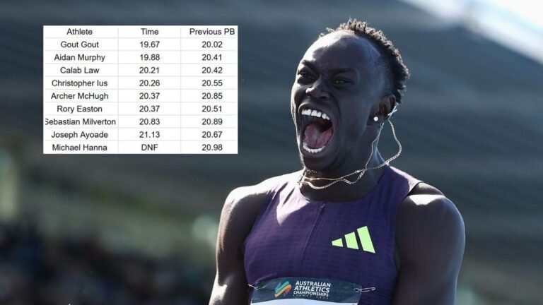 El récord de Gout Gout en los 200 metros planos
