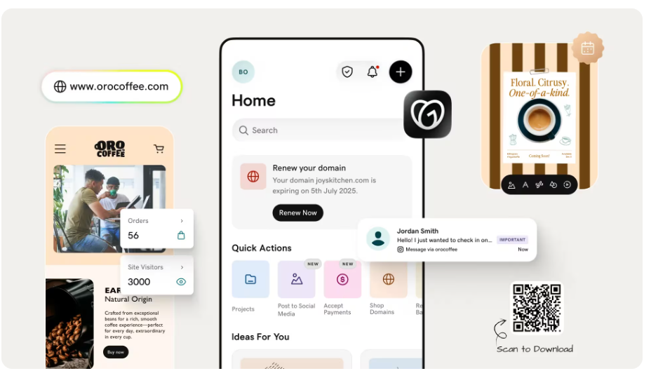 GoDaddy lanza la aplicación unificada, que ayuda a los emprendedores