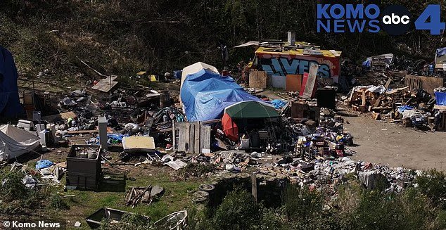 Les campements de sans-abri à Seattle avec des CHEMINÉES sortant