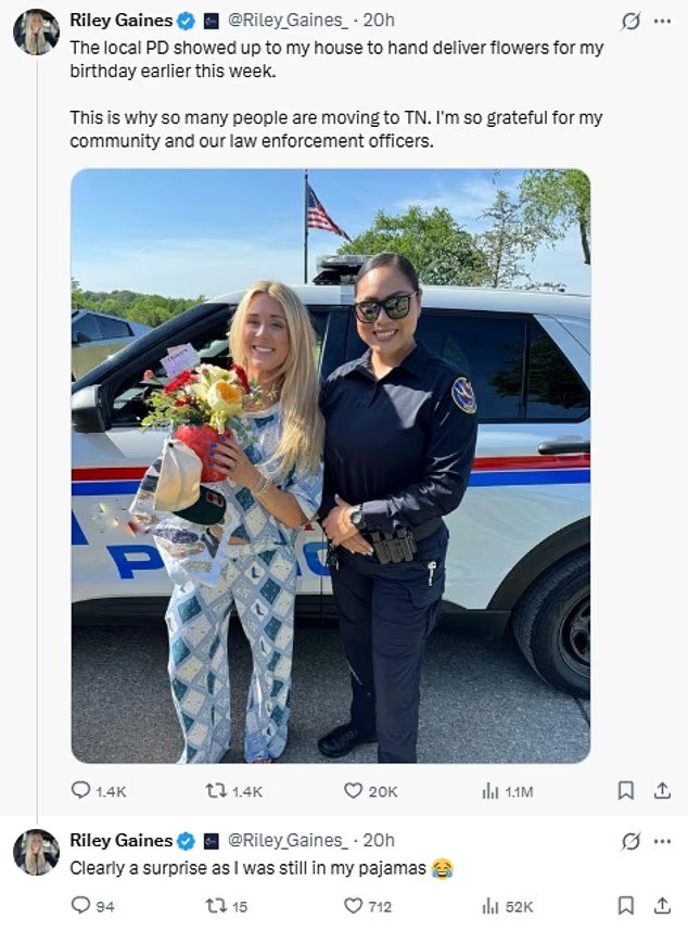 Les fans déconcertés par l'affirmation bizarre du policier Riley Gaines