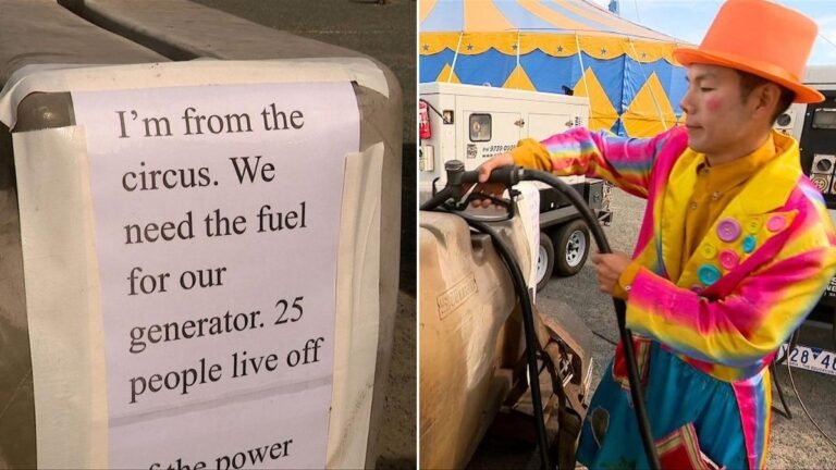 Los artistas del Circus Royale abusan de las gasolineras para