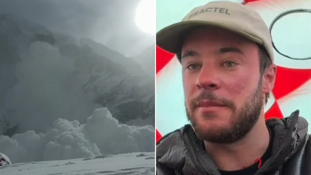 El escalador australiano Oliver Foran sobrevive a una avalancha masiva