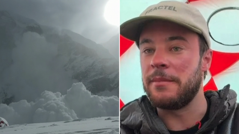 El escalador australiano Oliver Foran sobrevive a una avalancha masiva