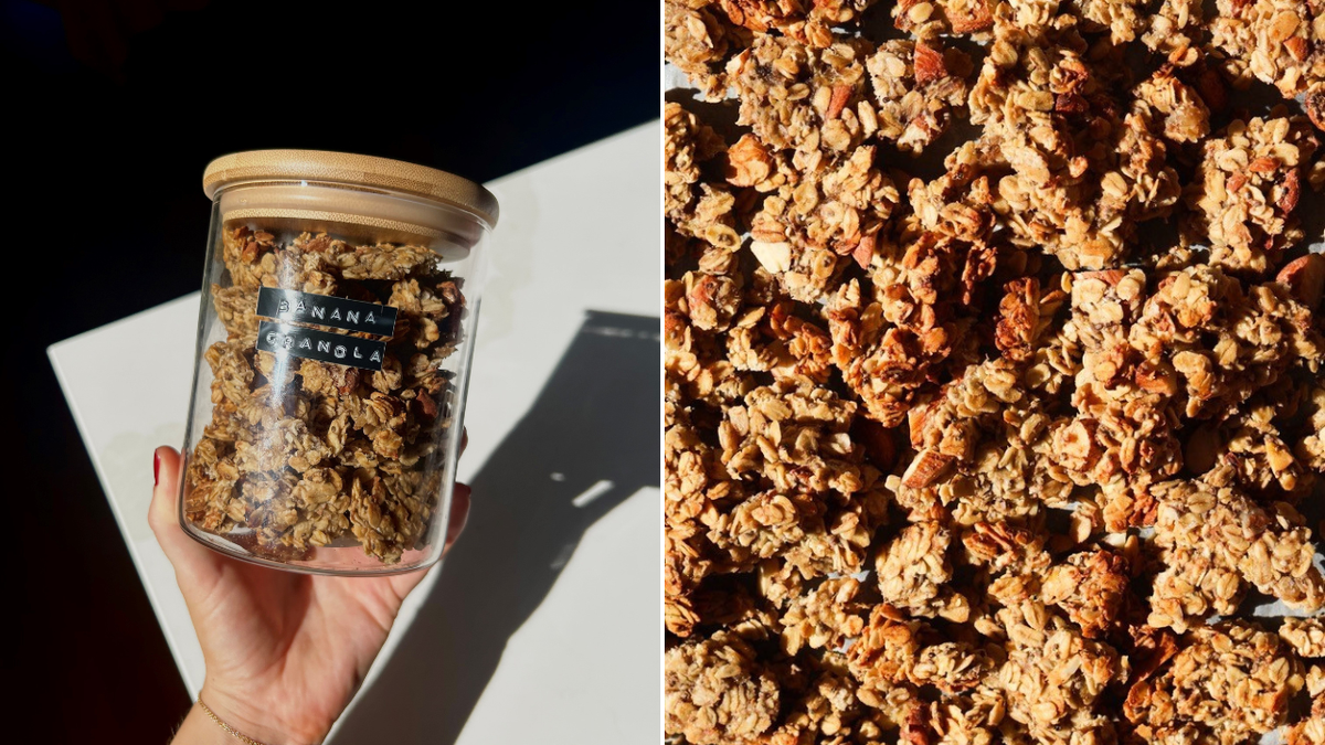 El pan de plátano se combina con la granola en