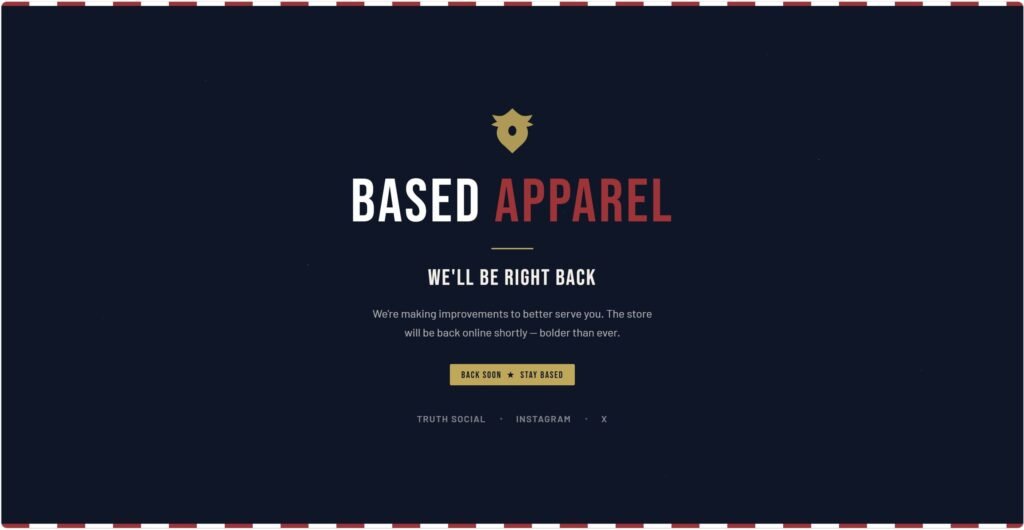 El sitio web 'Based Apparel' de Kash Patel aparentemente aloja