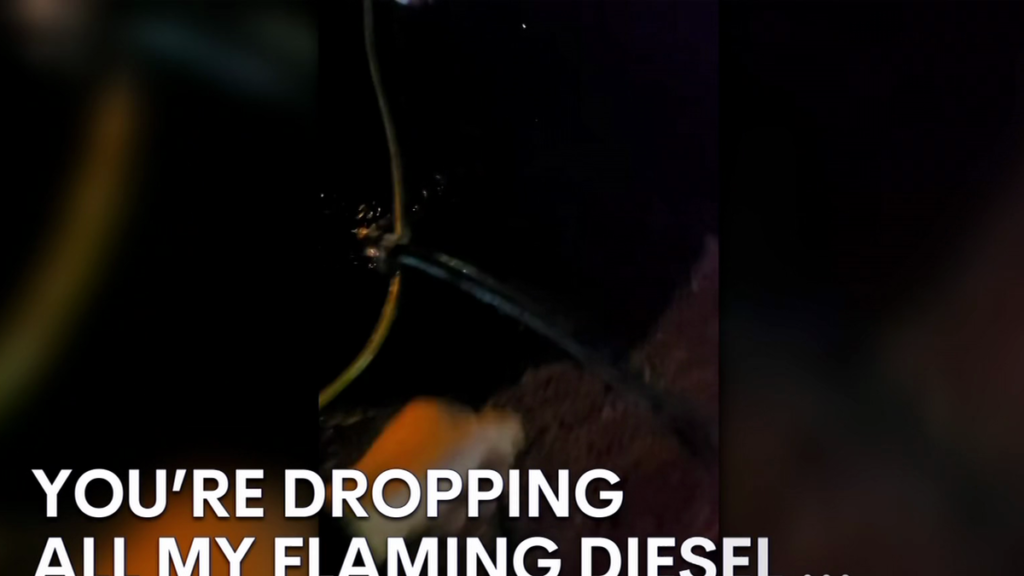 Ladrón de combustible descarado atrapado robando diésel de camiones de