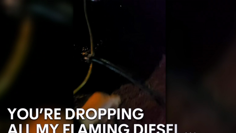 Ladrón de combustible descarado atrapado robando diésel de camiones de
