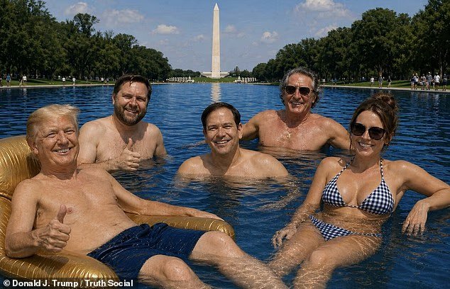 Trump torse nu embrasse une femme en bikini dans une