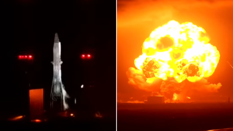 Un cohete Blue Origin explota en una enorme bola de