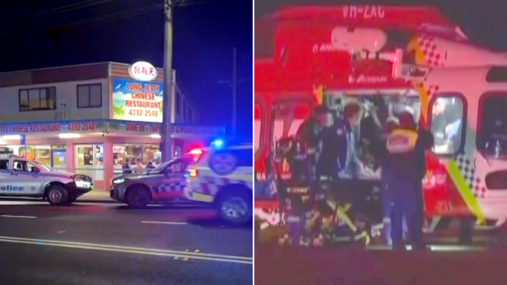 Un trabajador adolescente a punta de cuchillo en un restaurante