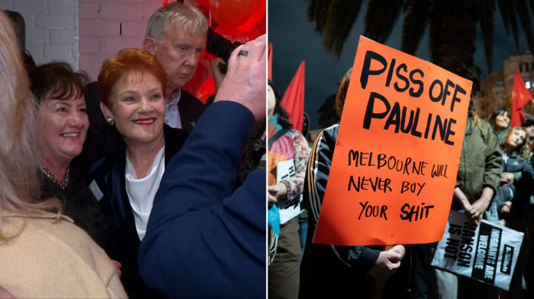 Los manifestantes irrumpen en la recaudación de fondos de Pauline