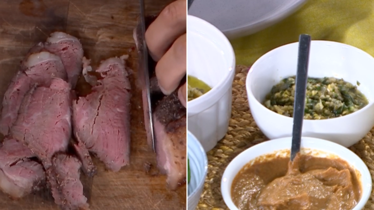 Transforme el bistec y las verduras en una comida digna