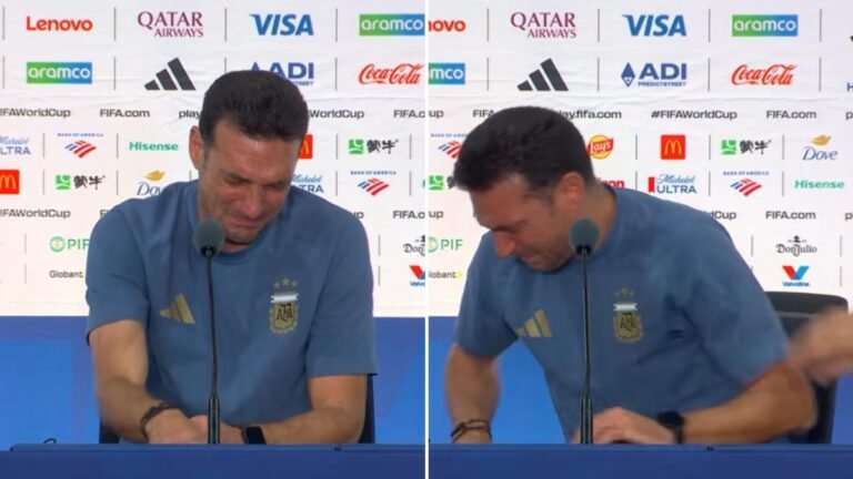 El seleccionador argentino Lionel Scaloni termina llorando la rueda de