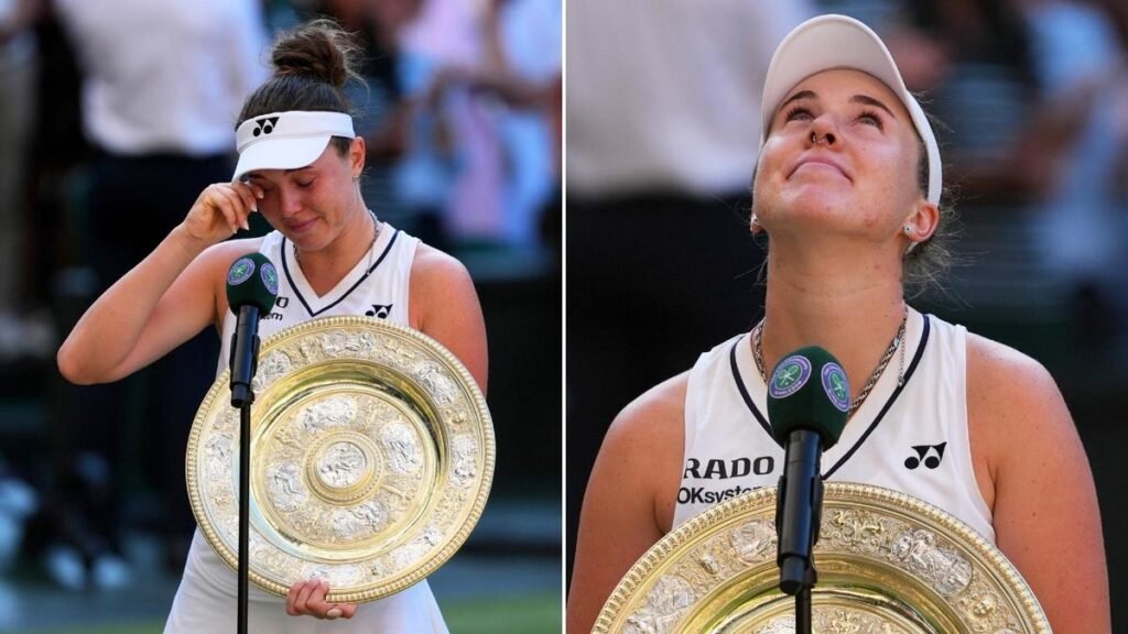 La campeona de Wimbledon Linda Noskova rinde emotivo homenaje a