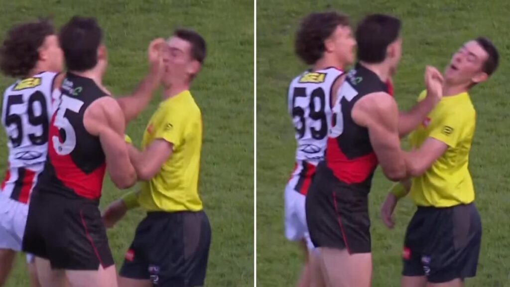 Los jugadores de VFL Joshua Clarke y Tyler Sellers en