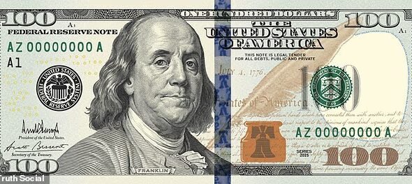 Trump partage la photo d'un nouveau billet de 100 dollars