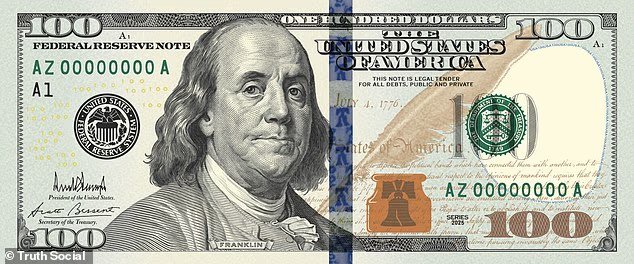 Trump partage la photo d'un nouveau billet de 100 dollars