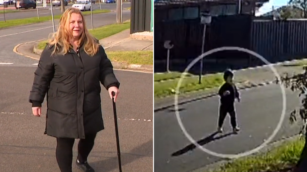 Una mujer con un bastón salvó a un niño pequeño